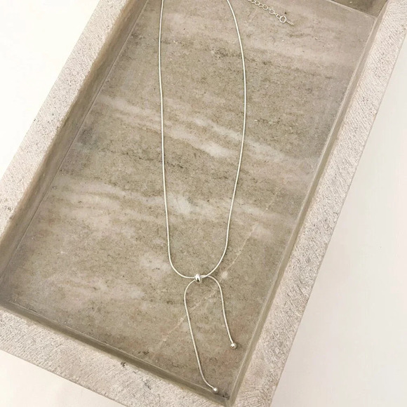 925 Sterling Silver Dainty Knot Necklace Tie Necklace Minimalist Bead Necklace - Picture 4 of 7